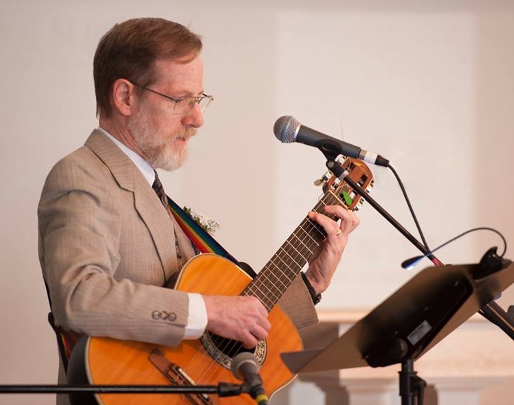 Singing at a wedding, 2015.